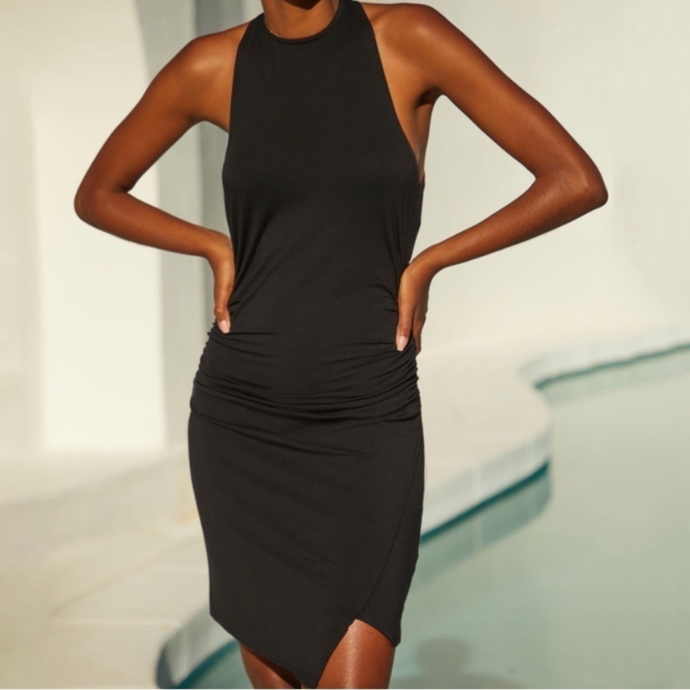 Anthropologie Black Sleeveless Halter Mini Dress